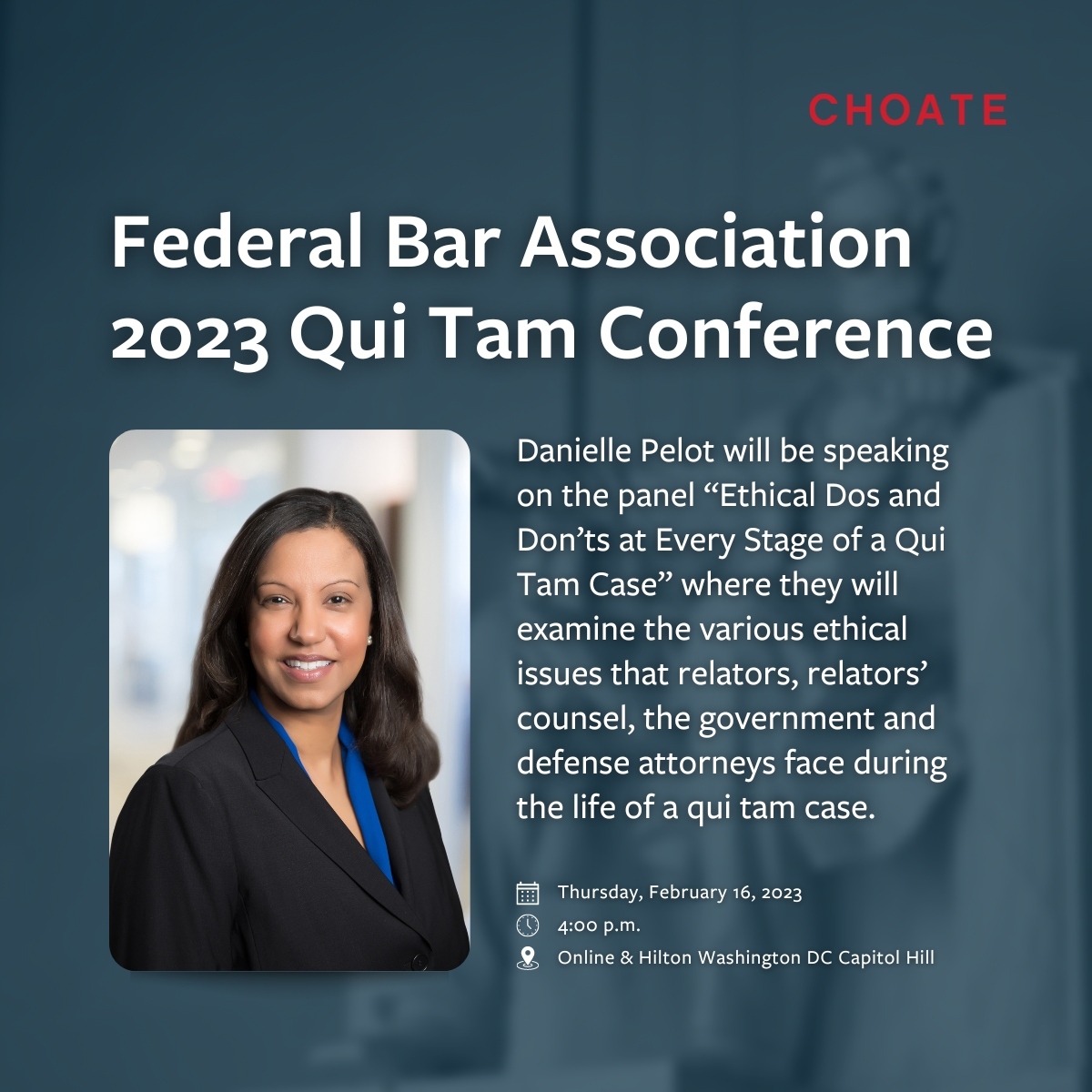 Danielle Pelot Speaking at 2023 Federal Bar Association Qui Tam